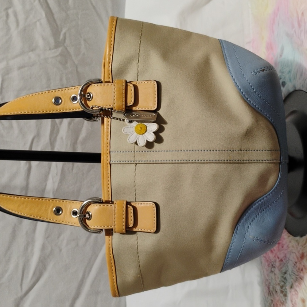 Coach Y2K Blue/Tan Denim & Leather Mini Shoulder Bag W Dust Bag - Picture 2 of 14